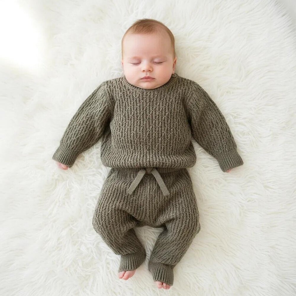 Jessica Simpson Olive Green Knit Baby Matching Set